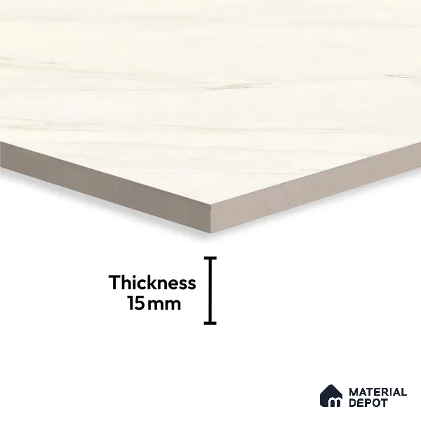 Large Format Marble Floor Tile TL 09442 Carrara Mint Glossy Finish Vitrified Tile - 15 mm | Suitable for Living Room, Bedroom, Office | Adhesive and Spacers Must be Used During Installation