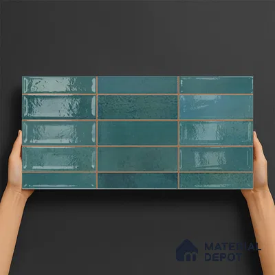 Faux Subway Wall Tile TL 09789 C Luxuria Ocean 2 ft x 1 ft Glossy Finish Ceramic Tile - 9 mm | Suitable For Kitchen Backsplash, Bathroom & Basin Accent