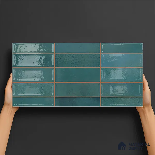 Faux Subway Wall Tile TL 09789 C Luxuria Ocean 2 ft x 1 ft Glossy Finish Ceramic Tile - 9 mm | Suitable For Kitchen Backsplash, Bathroom & Basin Accent