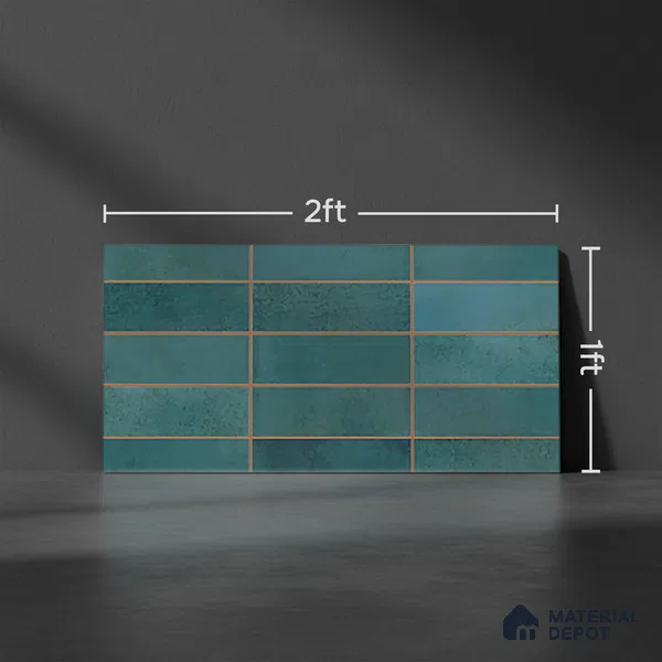 Faux Subway Wall Tile TL 09789 C Luxuria Ocean 2 ft x 1 ft Glossy Finish Ceramic Tile - 9 mm | Suitable For Kitchen Backsplash, Bathroom & Basin Accent