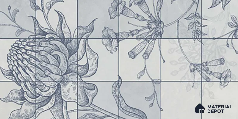 Floral Wall Tile TL 09795 B 2 ft x 1 ft Glossy Finish Ceramic Wall Tile - 9 mm | Please Expect a Slight Variation of Pattern