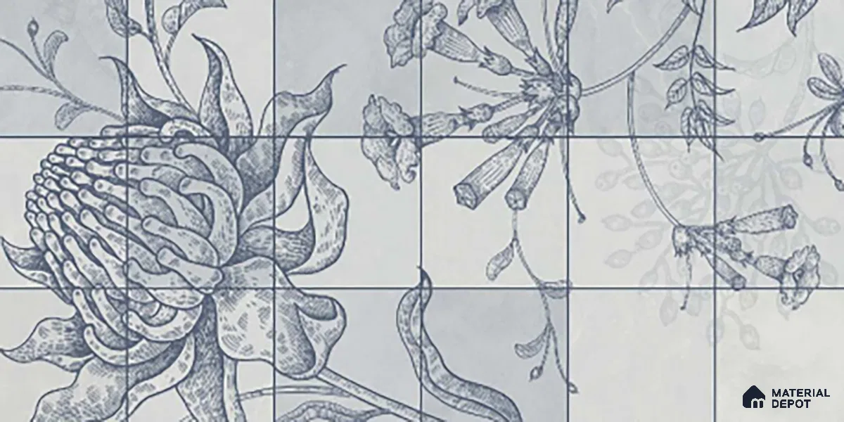 Floral Wall Tile TL 09795 B 2 ft x 1 ft Glossy Finish Ceramic Wall Tile - 9 mm | Please Expect a Slight Variation of Pattern
