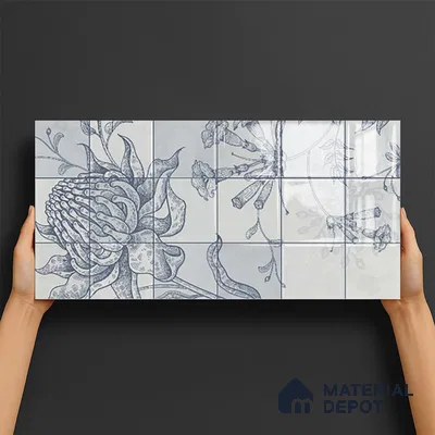 Floral Wall Tile TL 09795 B 2 ft x 1 ft Glossy Finish Ceramic Wall Tile - 9 mm | Please Expect a Slight Variation of Pattern