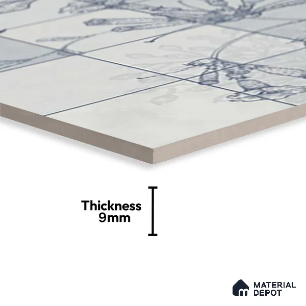 Floral Wall Tile TL 09795 B 2 ft x 1 ft Glossy Finish Ceramic Wall Tile - 9 mm | Please Expect a Slight Variation of Pattern