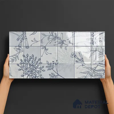 Floral Wall Tile TL 09795 C 2 ft x 1 ft Glossy Finish Ceramic Wall Tile - 9 mm | Please Expect a Slight Variation of Pattern