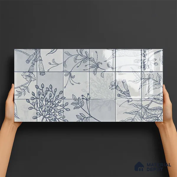 Floral Wall Tile TL 09795 C 2 ft x 1 ft Glossy Finish Ceramic Wall Tile - 9 mm | Please Expect a Slight Variation of Pattern