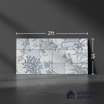 Floral Wall Tile TL 09795 C 2 ft x 1 ft Glossy Finish Ceramic Wall Tile - 9 mm | Please Expect a Slight Variation of Pattern