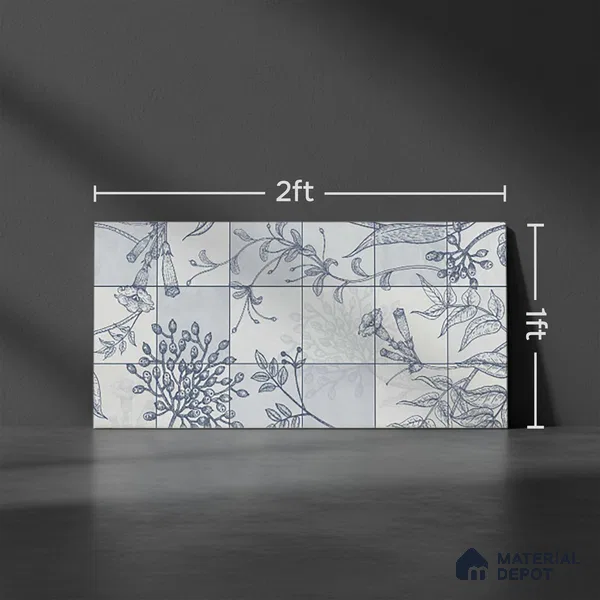 Floral Wall Tile TL 09795 C 2 ft x 1 ft Glossy Finish Ceramic Wall Tile - 9 mm | Please Expect a Slight Variation of Pattern