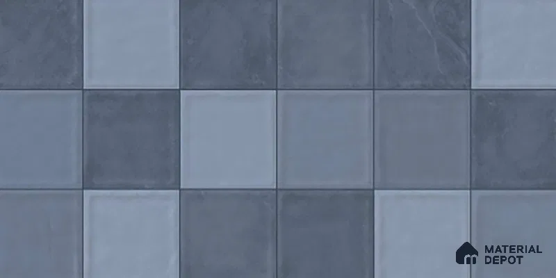 Faux Subway Wall Tile TL 09795 D Denim Grid 2 ft x 1 ft Glossy Finish Ceramic Tile - 9 mm | Suitable For Kitchen Backsplash, Bathroom & Basin Accent