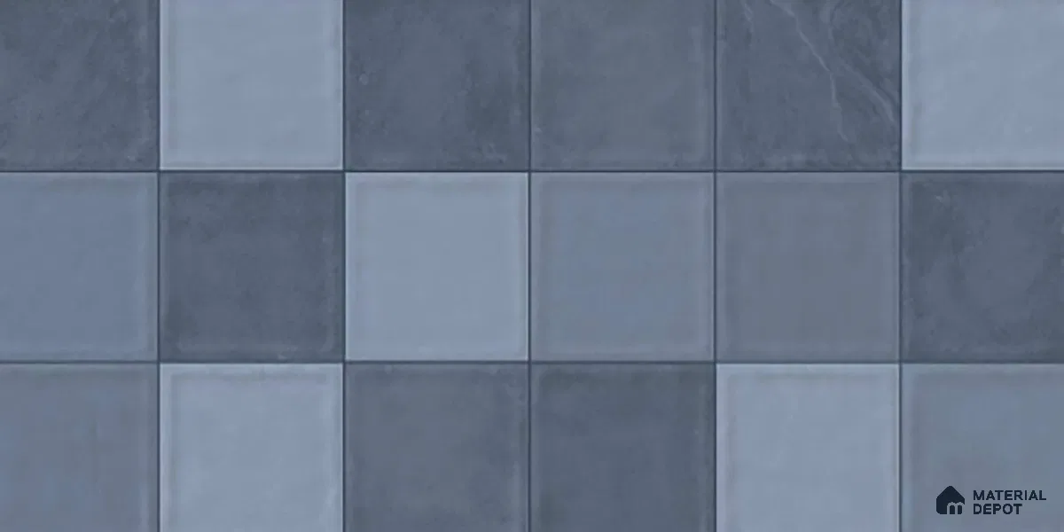 Faux Subway Wall Tile TL 09795 D Denim Grid 2 ft x 1 ft Glossy Finish Ceramic Tile - 9 mm | Suitable For Kitchen Backsplash, Bathroom & Basin Accent