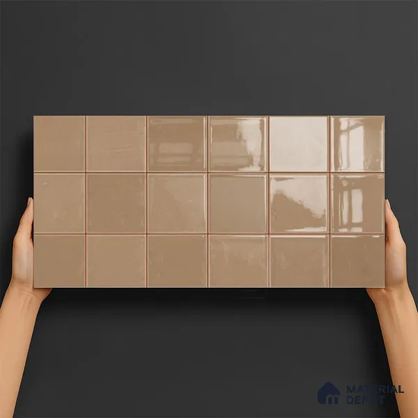 Faux Subway Wall Tile TL 09788 C Luxe Brown 2 ft x 1 ft Glossy Finish Ceramic Wall Tile - 9 mm | Suitable For Bathroom, Kitchen Backsplash | Please Expect a Slight Variation of Pattern