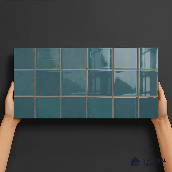 Faux Subway Wall Tile TL 09788 D Luxe Ocean 2 ft x 1 ft Glossy Finish Ceramic Wall Tile - 9 mm | Suitable For Bathroom, Kitchen Backsplash | Please Expect a Slight Variation of Pattern