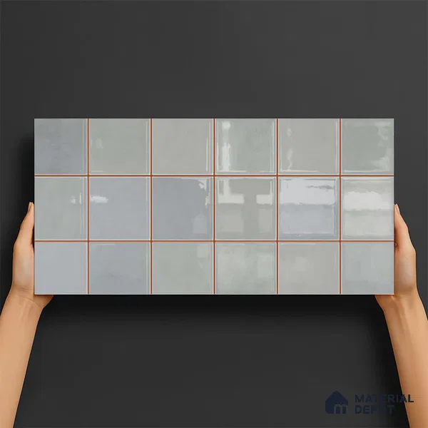 Faux Subway Wall Tile TL 09788 E Luxe Sky 2 ft x 1 ft Glossy Finish Ceramic Wall Tile - 9 mm | Suitable For Bathroom, Kitchen Backsplash | Please Expect a Slight Variation of Pattern