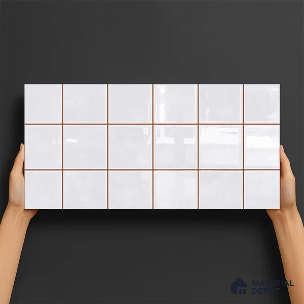 Faux Subway Wall Tile TL 09788 F Luxe White 2 ft x 1 ft Glossy Finish Ceramic Wall Tile - 9 mm | Suitable For Bathroom, Kitchen Backsplash | Please Expect a Slight Variation of Pattern