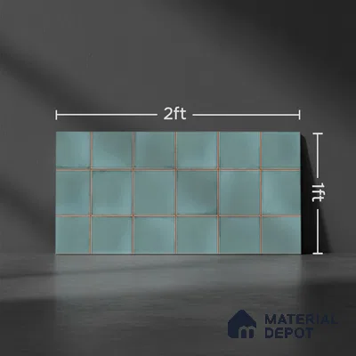 Faux Subway Wall Tile TL 09788 Luxe Aqua 2 ft x 1 ft Glossy Finish Ceramic Wall Tile - 9 mm | Suitable For Bathroom, Kitchen Backsplash | Please Expect a Slight Variation of Pattern