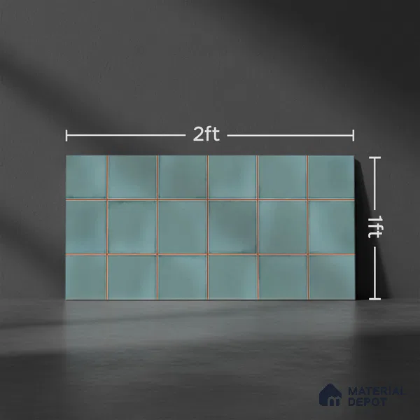 Faux Subway Wall Tile TL 09788 Luxe Aqua 2 ft x 1 ft Glossy Finish Ceramic Wall Tile - 9 mm | Suitable For Bathroom, Kitchen Backsplash | Please Expect a Slight Variation of Pattern