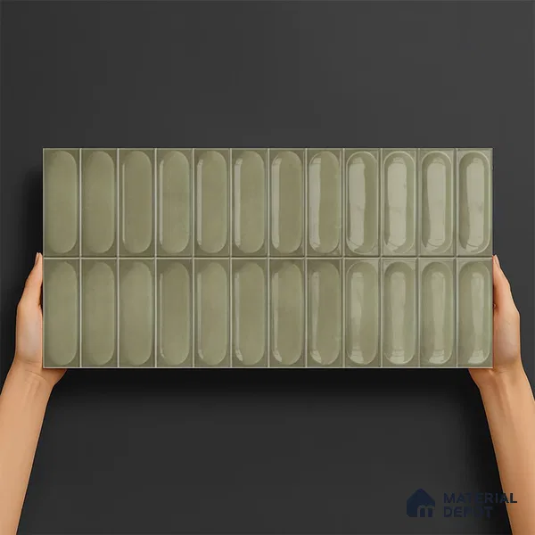 Faux Subway Look Cuba Green TL 09785 C 2 ft x 1 ft Glossy Finish Ceramic Wall Tile - 9 mm