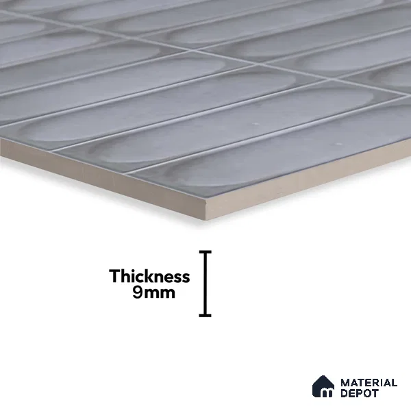 Faux Subway Look Cuba Grey TL 09785 D 2 ft x 1 ft Glossy Finish Ceramic Wall Tile - 9 mm