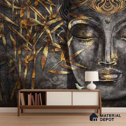 Whispers of the Eternal Cultural Elegance | WP 04101 B Canvas Texture Finish Indian Style luxurious Customized size Wallpaper | 250 GSM WP01CNF Paper | (MOQ = 30 Sq. Ft.)