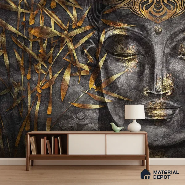 Whispers of the Eternal Cultural Elegance | WP 04101 B Canvas Texture Finish Indian Style luxurious Customized size Wallpaper | 250 GSM WP01CNF Paper | (MOQ = 30 Sq. Ft.)