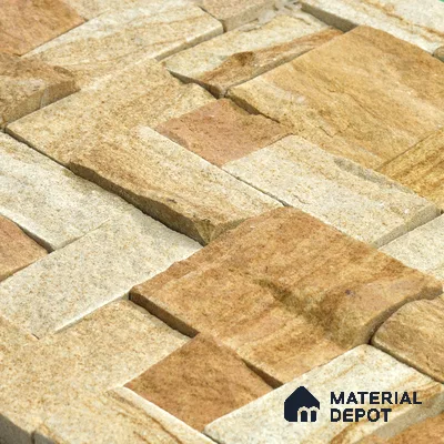 WL 00093 Golden Rock 300 x 300 mm Natural Stone Wall Cladding |  Stone is a Natural Product, Please Expect Variation in Shades