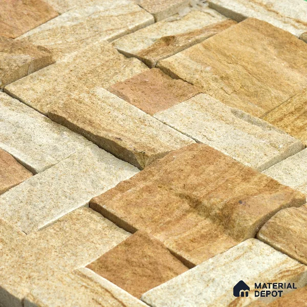 WL 00093 Golden Rock 300 x 300 mm Natural Stone Wall Cladding |  Stone is a Natural Product, Please Expect Variation in Shades
