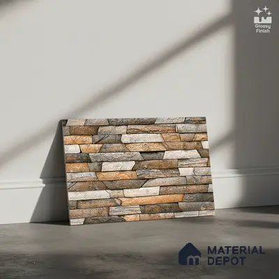 TL 05781 Graphite Brown 450x300 mm Glossy Finish Ceramic Wall Tile - 7 mm (Random Design)