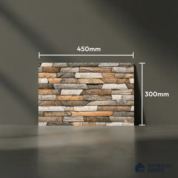 TL 05781 Graphite Brown 450x300 mm Glossy Finish Ceramic Wall Tile - 7 mm (Random Design)