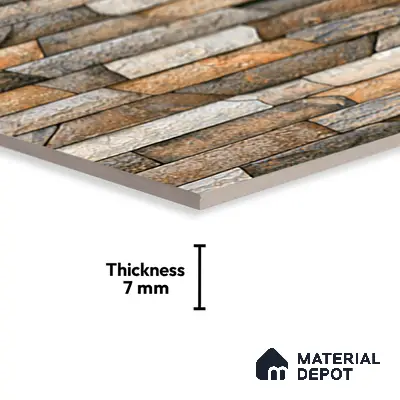 TL 05781 Graphite Brown 450x300 mm Glossy Finish Ceramic Wall Tile - 7 mm (Random Design)