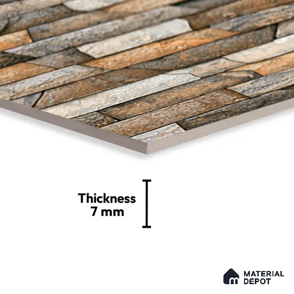 TL 05781 Graphite Brown 450x300 mm Glossy Finish Ceramic Wall Tile - 7 mm (Random Design)