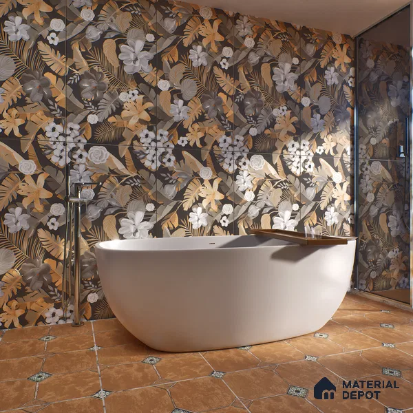 Tropical Wall Tile TL 05625 B Glemar Fort 4 ft x 2 ft Matte Finish Vitrified Tile - 9 mm | Suitable for Bathroom, Accent/Feature Wall, Basin Area