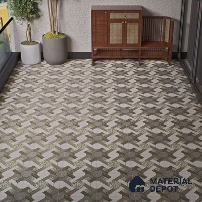 Parking Floor Tile TL 07551 Graphite Mist | 16 x 16 inch | Anti Skid Matte Finish Heavy Duty Vitrified Tile - 12 mm | Suitable For Outdoor, Terrace, Balcony | Pattern Alignment May Vary | 2-3 mm Spacer is Mandatory