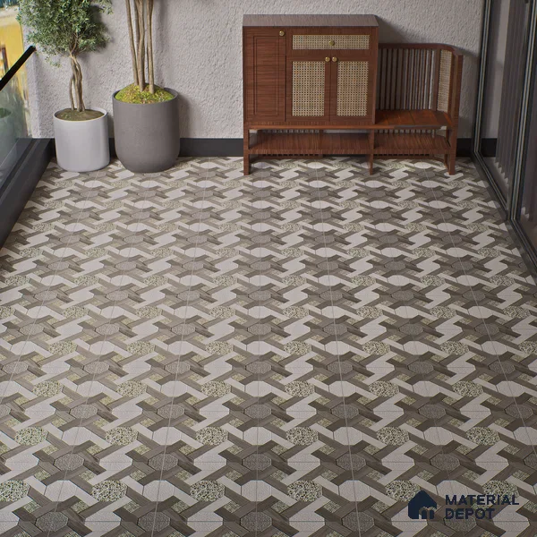 Parking Floor Tile TL 07551 Graphite Mist | 16 x 16 inch | Anti Skid Matte Finish Heavy Duty Vitrified Tile - 12 mm | Suitable For Outdoor, Terrace, Balcony | Pattern Alignment May Vary | 2-3 mm Spacer is Mandatory