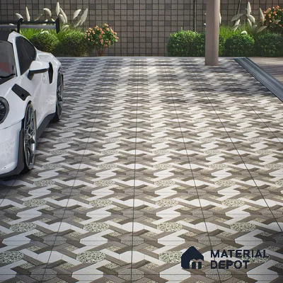 Parking Floor Tile TL 07551 Graphite Mist | 16 x 16 inch | Anti Skid Matte Finish Heavy Duty Vitrified Tile - 12 mm | Suitable For Outdoor, Terrace, Balcony | Pattern Alignment May Vary | 2-3 mm Spacer is Mandatory