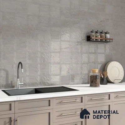 TL 03720 B Gray 02 | 200x200 mm Glossy Finish Ceramic Wall Pattern 2 Subway Tile - 10 mm (Sample)