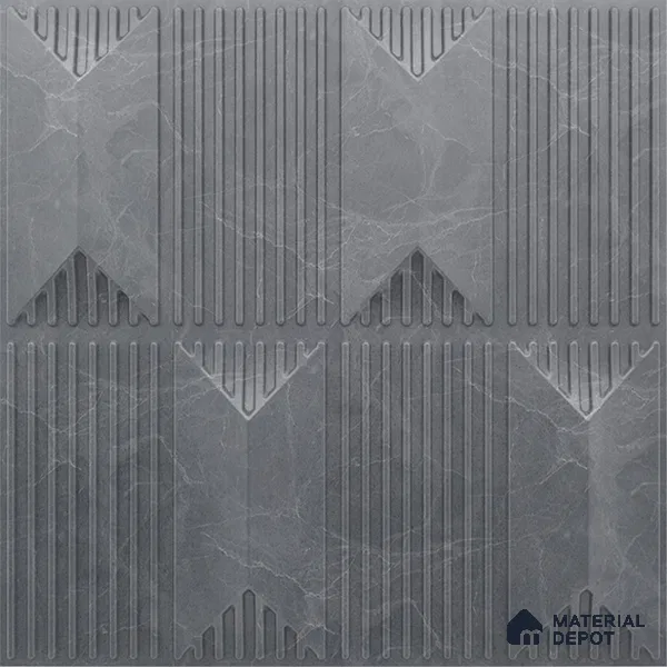 Grey Artisan PVC Matte Finish 3D Wall Panel | 20 in x 20 in | Gray Marble - 15 mm | Suitable for Dining, Feature Wall & TV Unit | Width is Subjected to 5% Variation