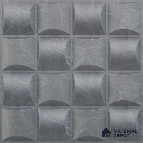 Grey Block PVC Matte Finish 3D Wall Panel | 20 in x 20 in | Gray Marble - 15 mm | Suitable for Dining, Feature Wall & TV Unit | Width is Subjected to 5% Variation