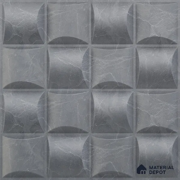 Grey Block PVC Matte Finish 3D Wall Panel | 20 in x 20 in | Gray Marble - 15 mm | Suitable for Dining, Feature Wall & TV Unit | Width is Subjected to 5% Variation