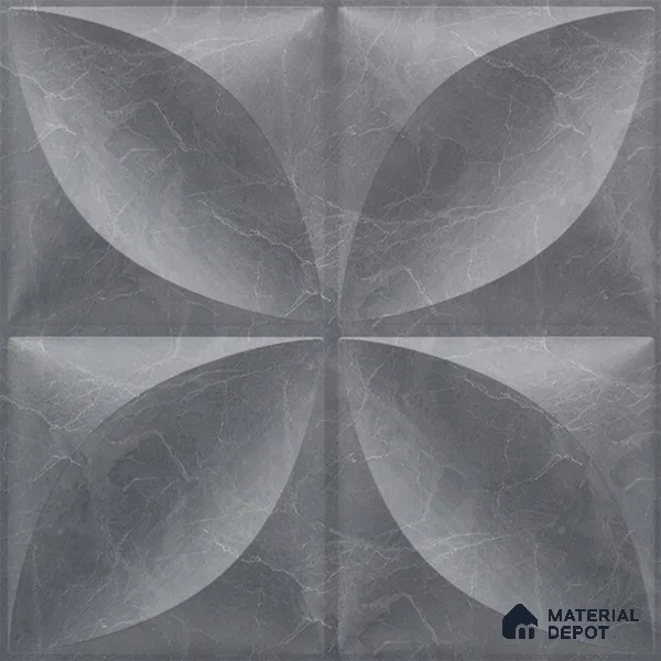 Grey Butterfly PVC Matte Finish 3D Wall Panel | 20 in x 20 in | Gray Marble - 15 mm | Suitable for Dining, Feature Wall & TV Unit | Width is Subjected to 5% Variation