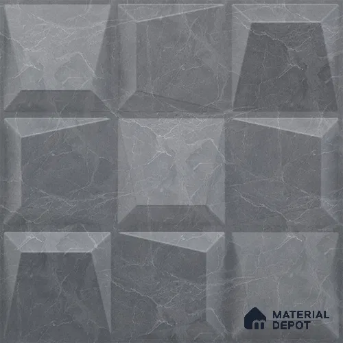 Grey Cubical PVC Matte Finish 3D Wall Panel | 20 in x 20 in | Gray Marble - 15 mm | Suitable for Dining, Feature Wall & TV Unit | Width is Subjected to 5% Variation