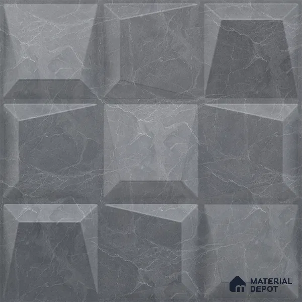 Grey Cubical PVC Matte Finish 3D Wall Panel | 20 in x 20 in | Gray Marble - 15 mm | Suitable for Dining, Feature Wall & TV Unit | Width is Subjected to 5% Variation