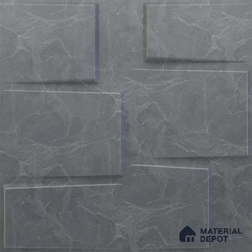 Grey Stream PVC Matte Finish 3D Wall Panel | 20 in x 20 in | Gray Marble - 15 mm | Suitable for Dining, Feature Wall & TV Unit | Width is Subjected to 5% Variation