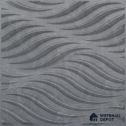 Grey Swirl PVC Matte Finish 3D Wall Panel | 20 in x 20 in | Gray Marble - 15 mm | Suitable for Dining, Feature Wall & TV Unit | Width is Subjected to 5% Variation