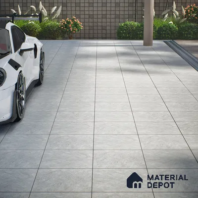 Budget Friendly Marble Look Value for Money Parking Grayscale Floor Tile 16 x 16 inch | TL 00598 | Vitrified Matte Finish Tile - 12 mm | Suitable For Parking, Bathroom, Balcony & Terrace | Pattern Alignment May Vary | 2-3 mm Spacer is Mandatory