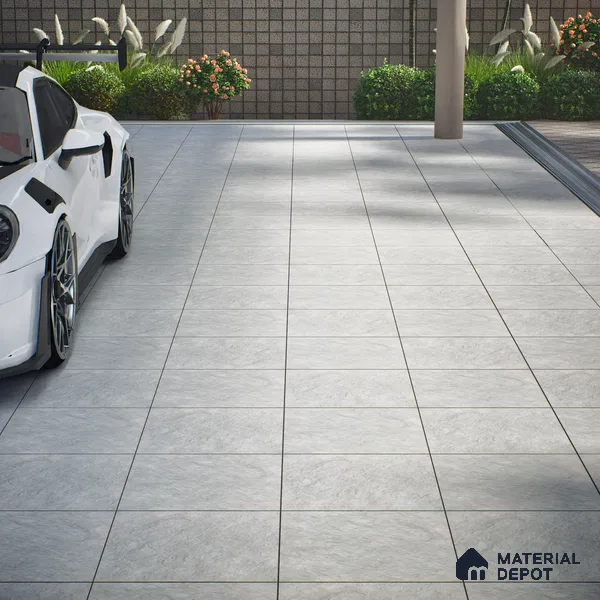 Budget Friendly Marble Look Value for Money Parking Grayscale Floor Tile 16 x 16 inch | TL 00598 | Vitrified Matte Finish Tile - 12 mm | Suitable For Parking, Bathroom, Balcony & Terrace | Pattern Alignment May Vary | 2-3 mm Spacer is Mandatory