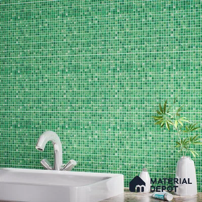 Mosaic Floor & Wall Tile TL 07168 Green 12 x 12 inch Glossy Finish Ceramic Tile - 9 mm
