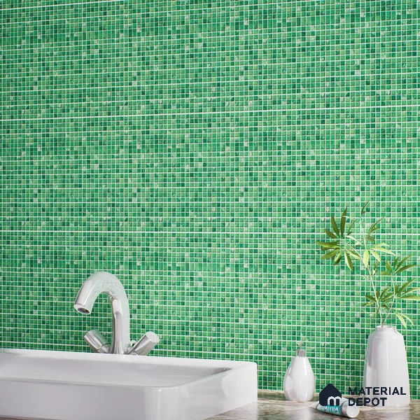 Mosaic Floor & Wall Tile TL 07168 Green 12 x 12 inch Glossy Finish Ceramic Tile - 9 mm