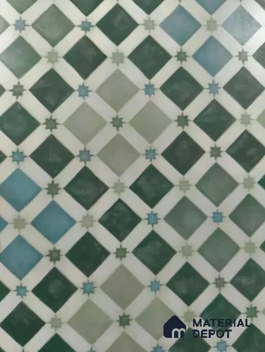 Moroccan Floor & Wall Athangudi Tile TL 05060 Morissa Fez Star Grid 1 ft x 1 ft Ceramic Matte Finish - 8 mm | Suitable for Living Room, Bedroom, Bathroom, Kitchen & Balcony | Please Expect a Slight Variation of Pattern