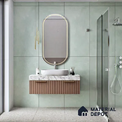Cement Floor & Wall Tile TL 06402 Nebula Green 4 ft x 2 ft Matte Finish Vitrified Tile - 9 mm | Suitable for Living Room, Bedroom & Bathroom (Sample)