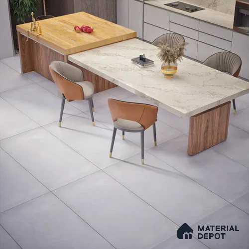 Cement Floor & Wall Tile TL 06402 H Nebula White 4 ft x 2 ft Matte Finish Vitrified Tile - 9 mm | Suitable for Living Room, Bedroom & Bathroom